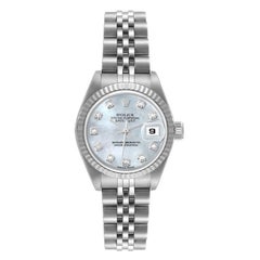Rolex Datejust Steel White Gold Mother Of Pearl Diamond Ladies Watch 79174 