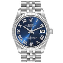 Rolex Datejust Midsize 31 Steel White Gold Blue Dial Watch 278274 Unworn