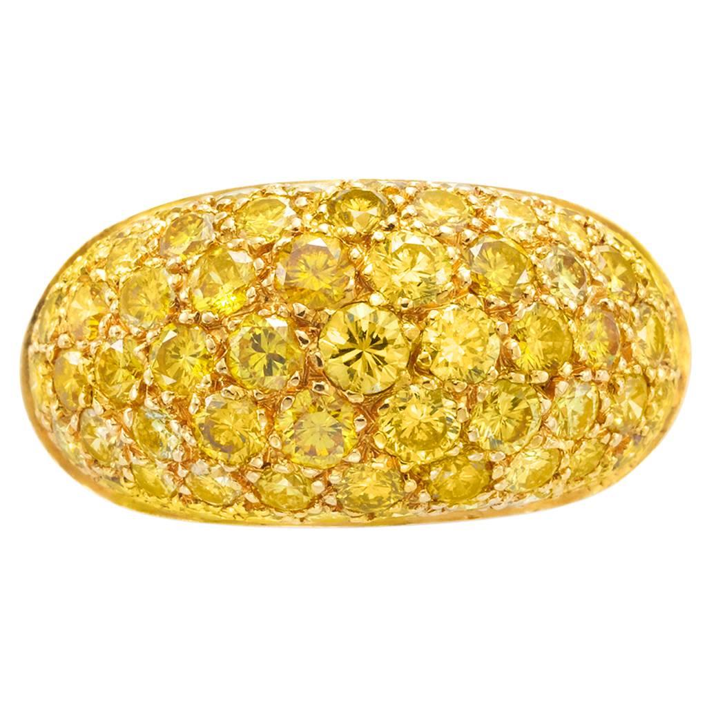 Boivin Yellow Diamond Pave Gold Bombe Dome Ring  For Sale