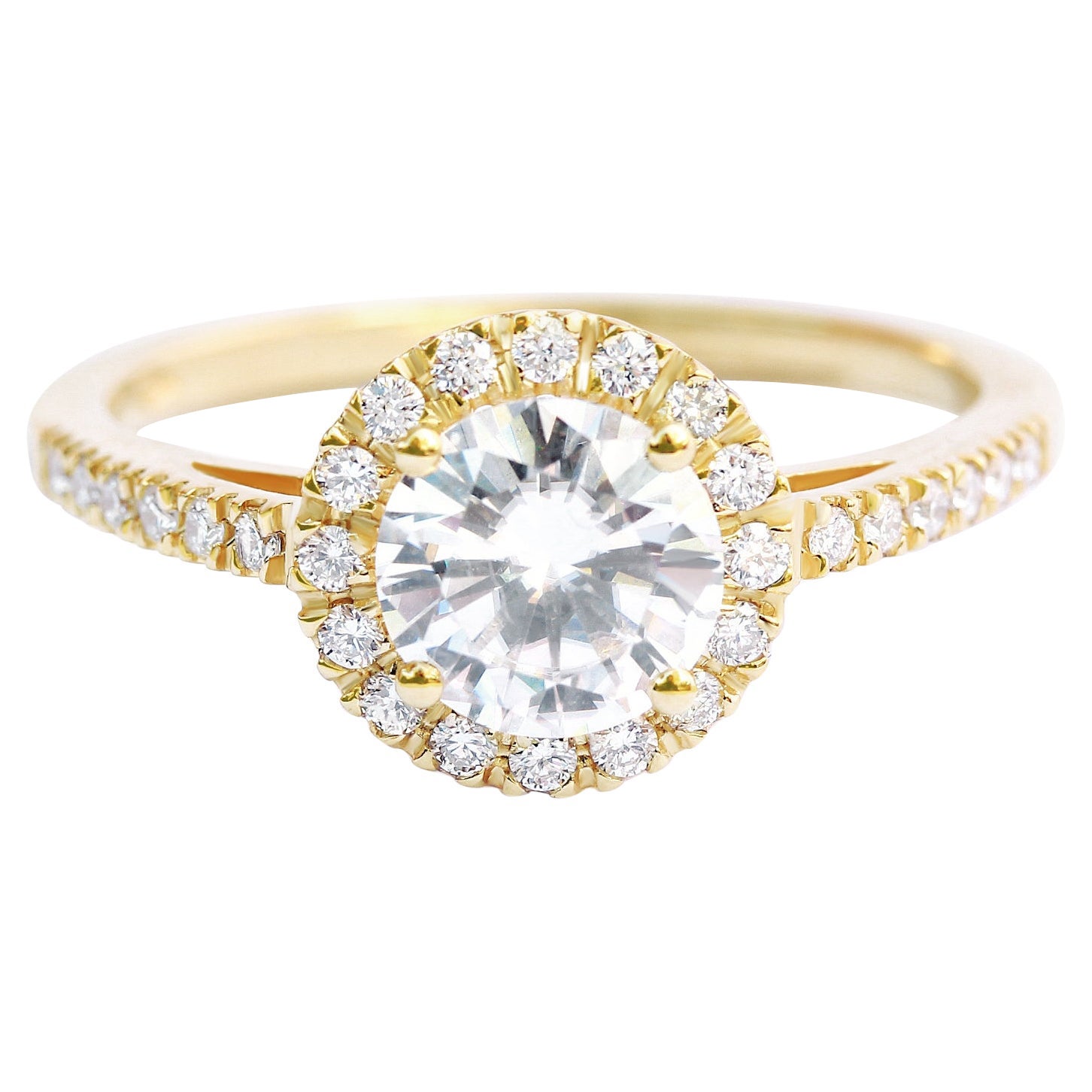 Round Moissanite Diamond halo Classic and Dainty engagement ring, Lady