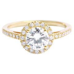 Round Diamond halo Classic and Dainty Engagement Ring, Alternative Bride, Lady