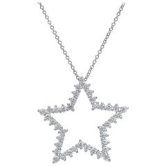 Tiffany & Co 1.06ct Diamond Star Pendant, Platinum on 16" Platinum Chain