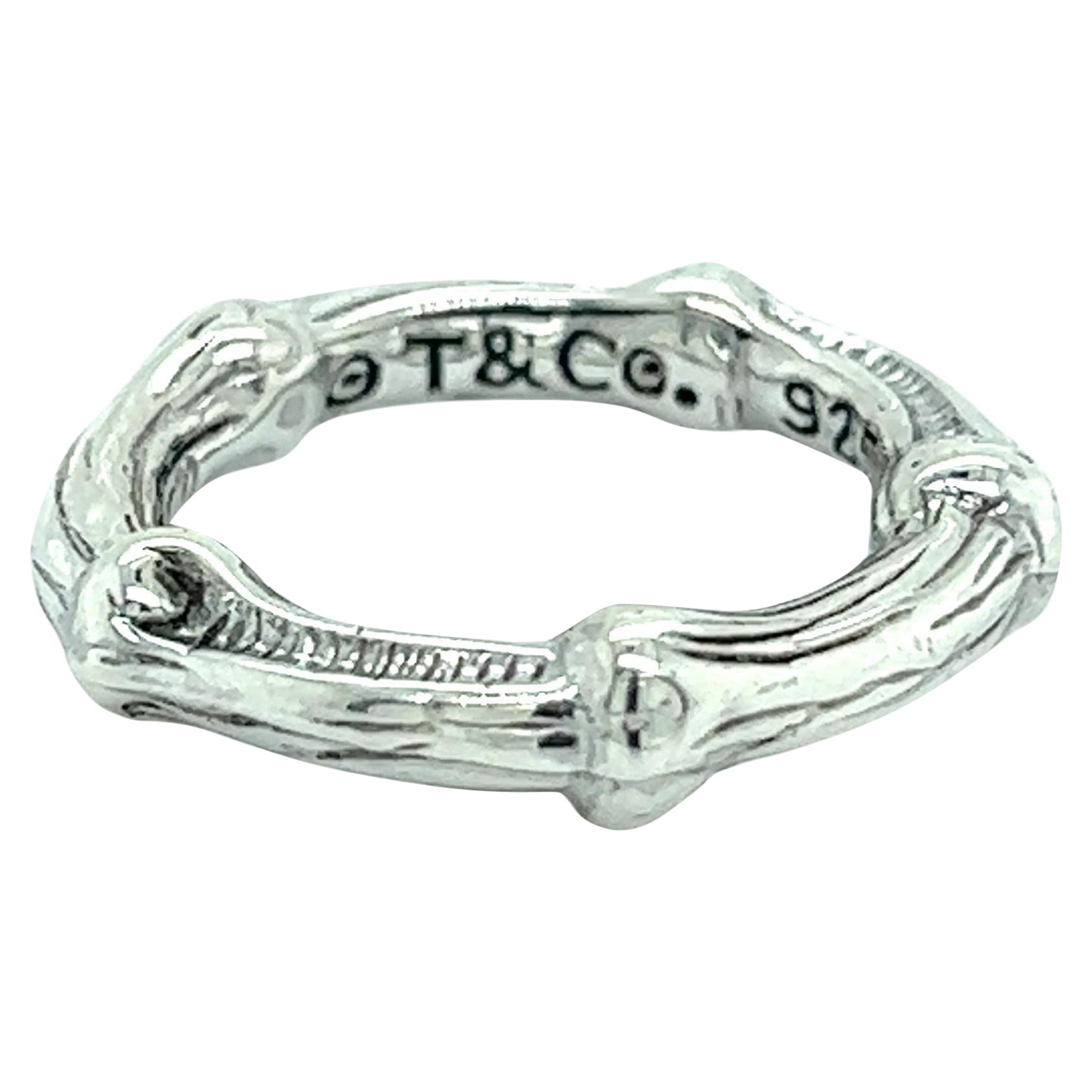 Tiffany & Co Estate Bamboo Ring Größe 4 Sterling Silber 4,5 mm 