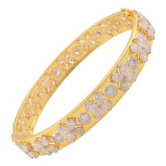 Armreif aus 14 Karat Gelbgold mit Marquise- und runden Diamanten, handgefertigt