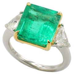 AGL Certified 5.08 Carat Natural Columbian Emerald & Diamond Cocktail Ring 