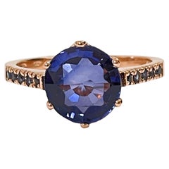 New African IF 4.5ct Purple Sapphire & Blue Sapphire RGold Sterling Ring