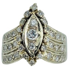 Retro Harold Freeman EREV 1,20 Karat Diamanten Tiara 3-reihiger Ring 14k Weißgold