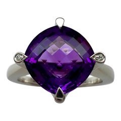 Rare Cartier Inde Mysterieuse Fancy Purple Amethyst Diamond 18k White Gold Ring