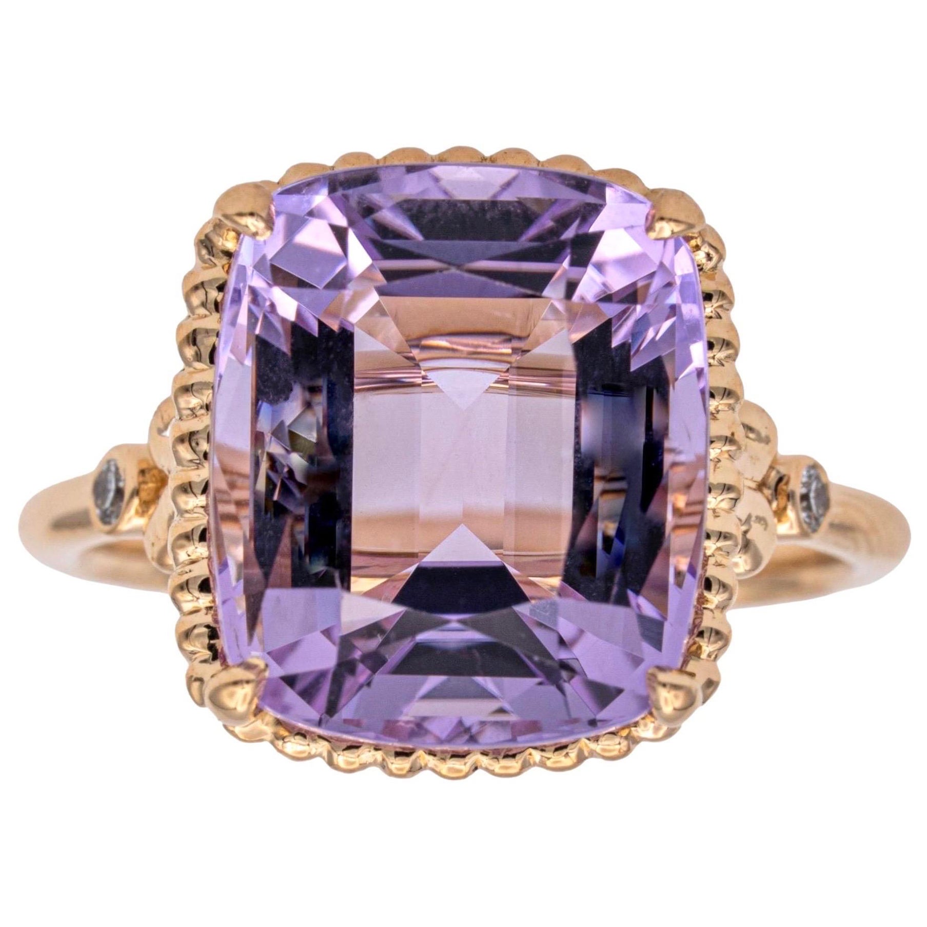 Rare Tiffany & Co. Amethyst And Diamond Sparkler Cushion Cut 18k Rose Gold Ring