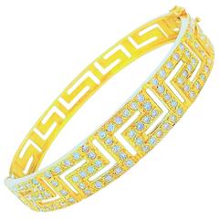Fascinating 4 Carats Diamonds Gold Greek Key Fashion Bracelet