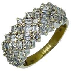 Vintage 4,00 Karat Gesamtgewicht gemischter Diamanten Formschliff Ring 14k