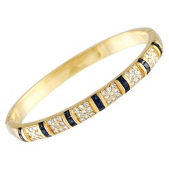 LB Exclusive 18K Yellow Gold 1.15ct Diamond and Sapphire Bangle Bracelet