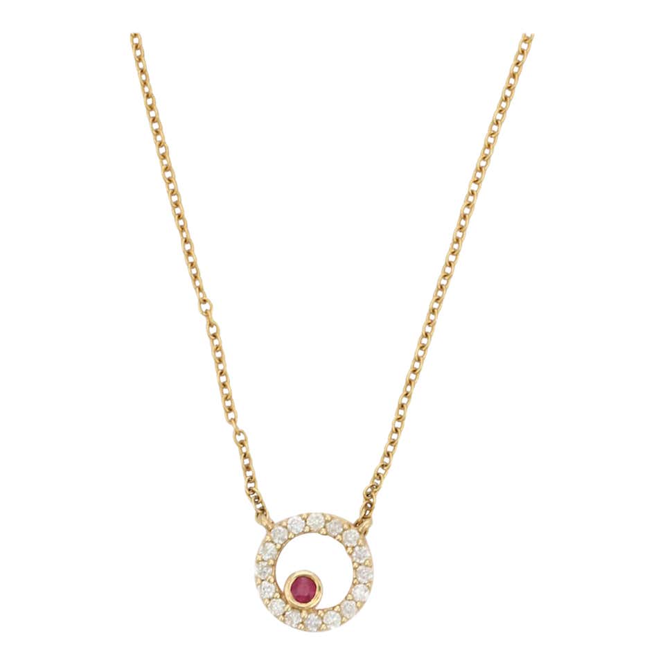 Real Ruby Station Chain Necklace 14k Solid Yellow Gold, Gift for Her ...