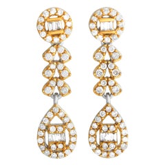 LB Exclusive - Boucles d'oreilles pendantes en or blanc et jaune 14 carats avec diamants 0,35 carat