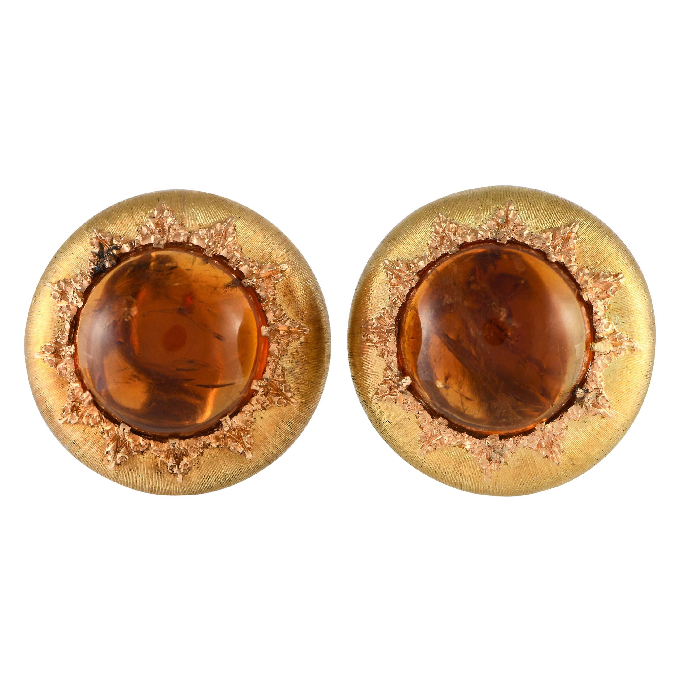 Buccellati Macri 18K Yellow Gold Amber Earrings