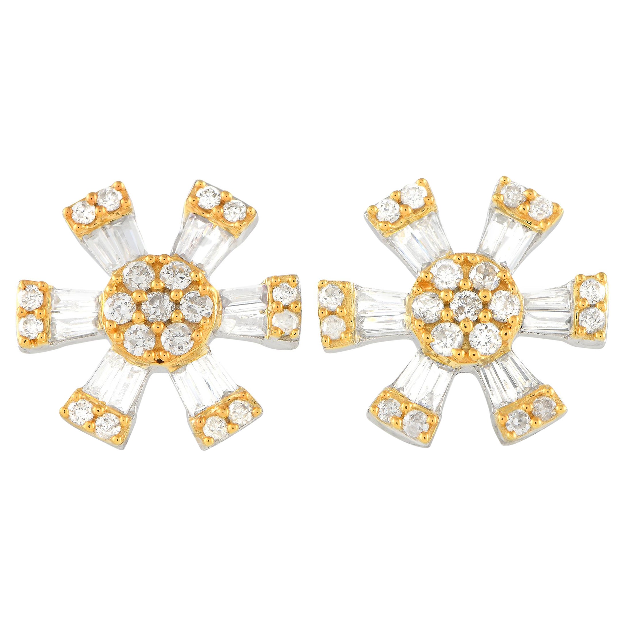 LB Exclusive 14K White and Yellow Gold 0.43ct Diamond Earrings For Sale