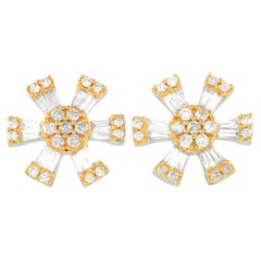 LB Exclusive - Boucles d'oreilles en or blanc et jaune 14 carats avec diamants de 0,43 carat