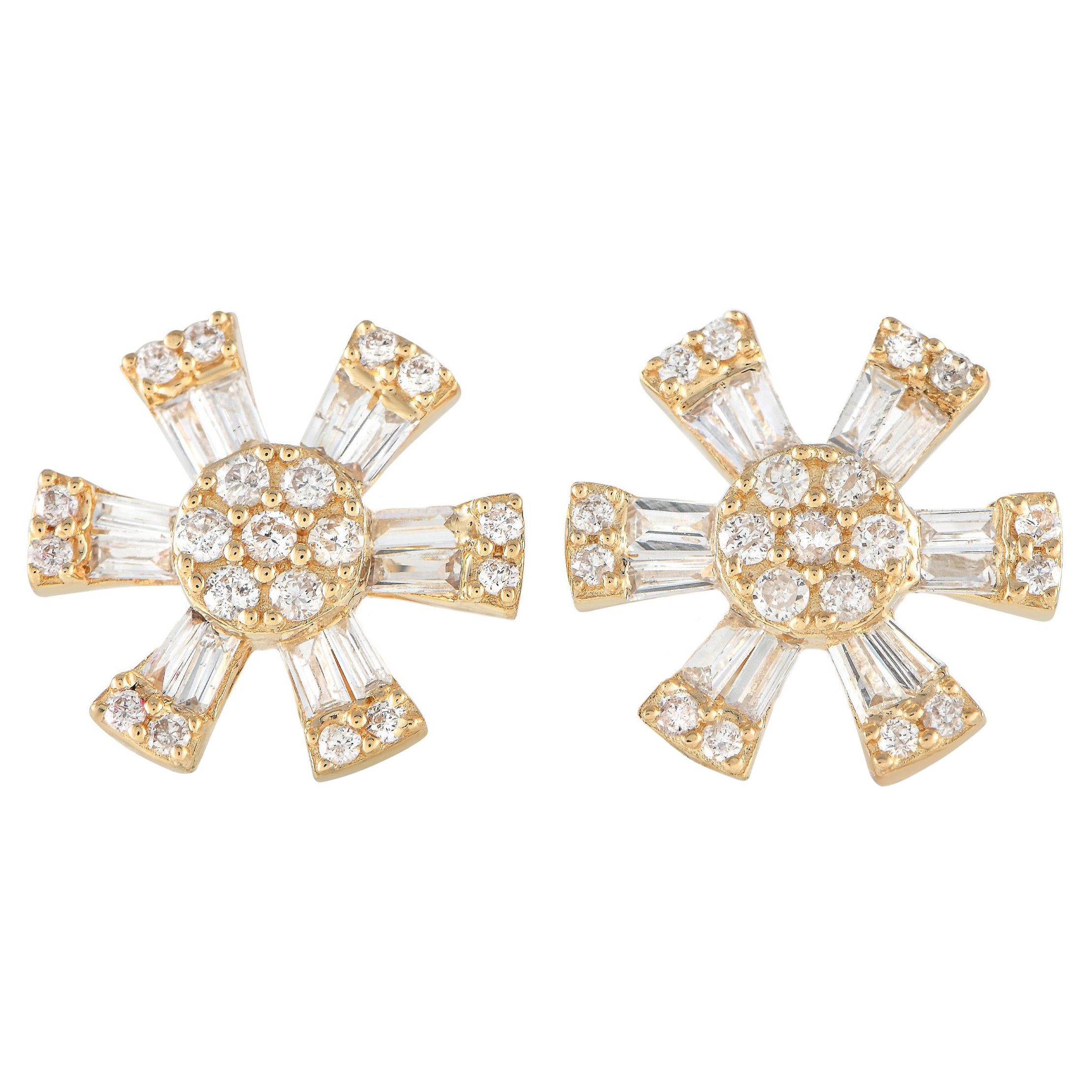 LB Exclusive 14K Yellow Gold 0.43ct Diamond Earrings For Sale