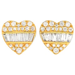 LB Exclusive Boucles d'oreilles cœur en or blanc et jaune 14K avec 0,35ct de diamant