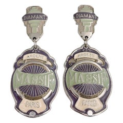1990s Vintage Jean Paul Gaultier Enamel Massive Dangling Clip On Earrings