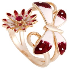 Gucci Flora 18K Rose Gold Enamel Butterfly Ring