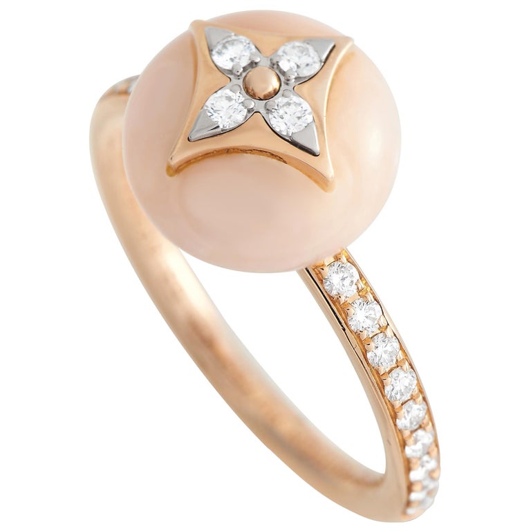 Louis Vuitton Color Blossom Mini Star Ring, Yellow and Onyx and Diamond Gold. Size 52
