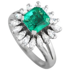 LB Exclusive Platinum 0.78ct Diamond and Emerald Ring