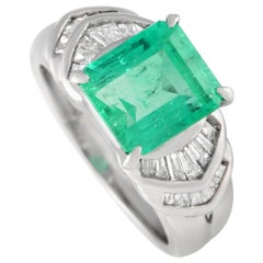 LB Exclusive Platinum 0.39ct Diamond and Emerald Wide Band Ring