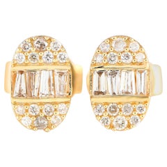 LB Exclusive 14K Yellow Gold 0.30ct Diamond Oval Stud Earrings