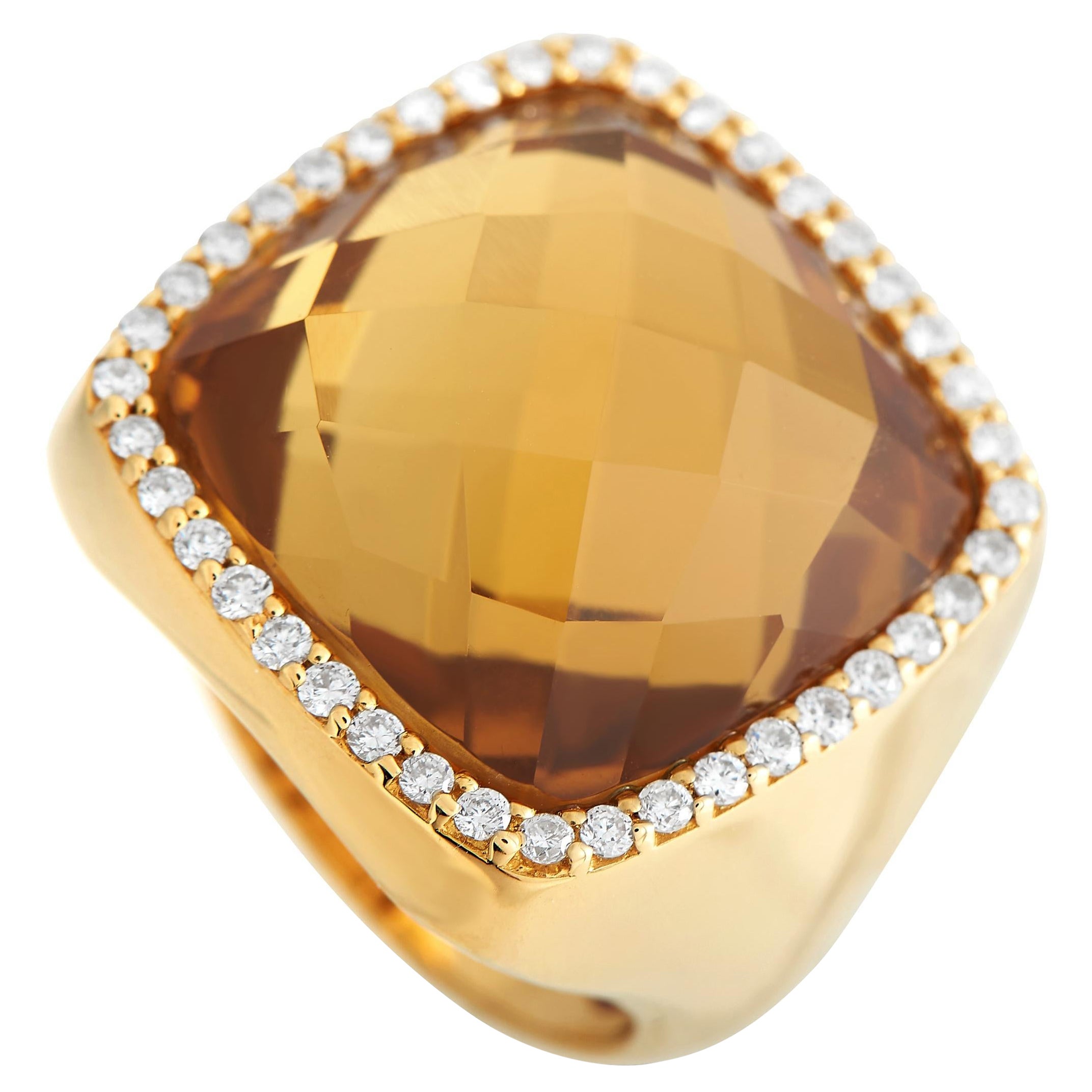 Roberto Coin Cocktail-Ring aus 18 Karat Gelbgold mit 0,40 Karat Diamant und Citrin