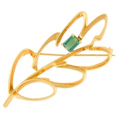 Tiffany & Co. Paloma Picasso 18K Yellow Gold Tourmaline Leaf Brooch