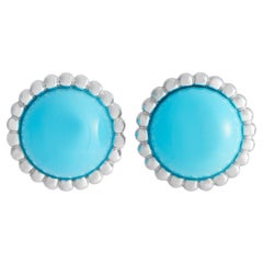 Van Cleef & Arpels Perlee 18K White Gold Turquoise Earrings