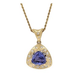 Tanzanite and White Diamond Necklace in 18K Yellow Gold