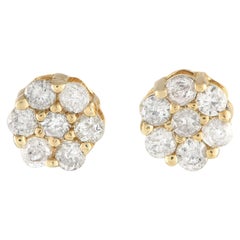 LB Exclusive Clous d'oreilles en or jaune 14 carats avec grappe de diamants de 0,25 carat