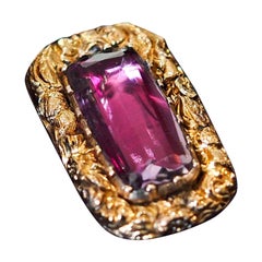 Antike georgianische 15 Karat Gold Amethyst-Anstecknadel/Anstecknadel/Brosche - um 1810