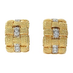 Roberto Coin Gold and Diamond Appassionata Half Hoop Earrings