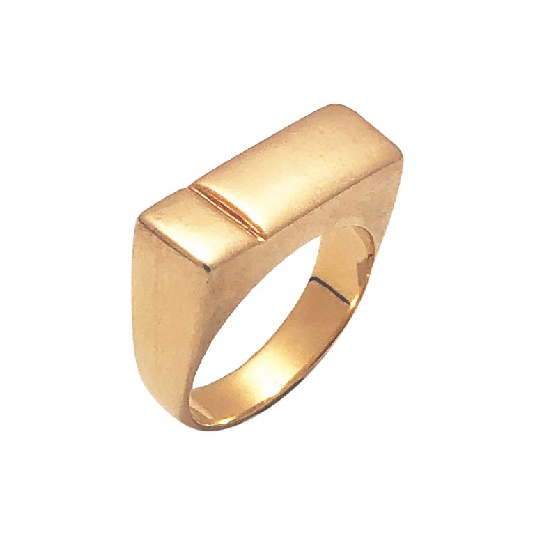 For Sale:   'Large Block' Gold Vermeil Stackable Ring by Emerging Designer Brenna Colvin