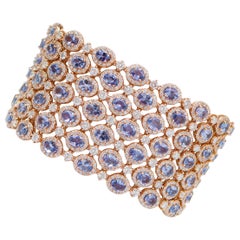 Tansanit, Diamanten, 14 Karat Roségold-Armband