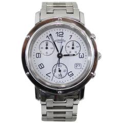 Hermes Stainless Steel Clipper Chronograph Wristwatch 