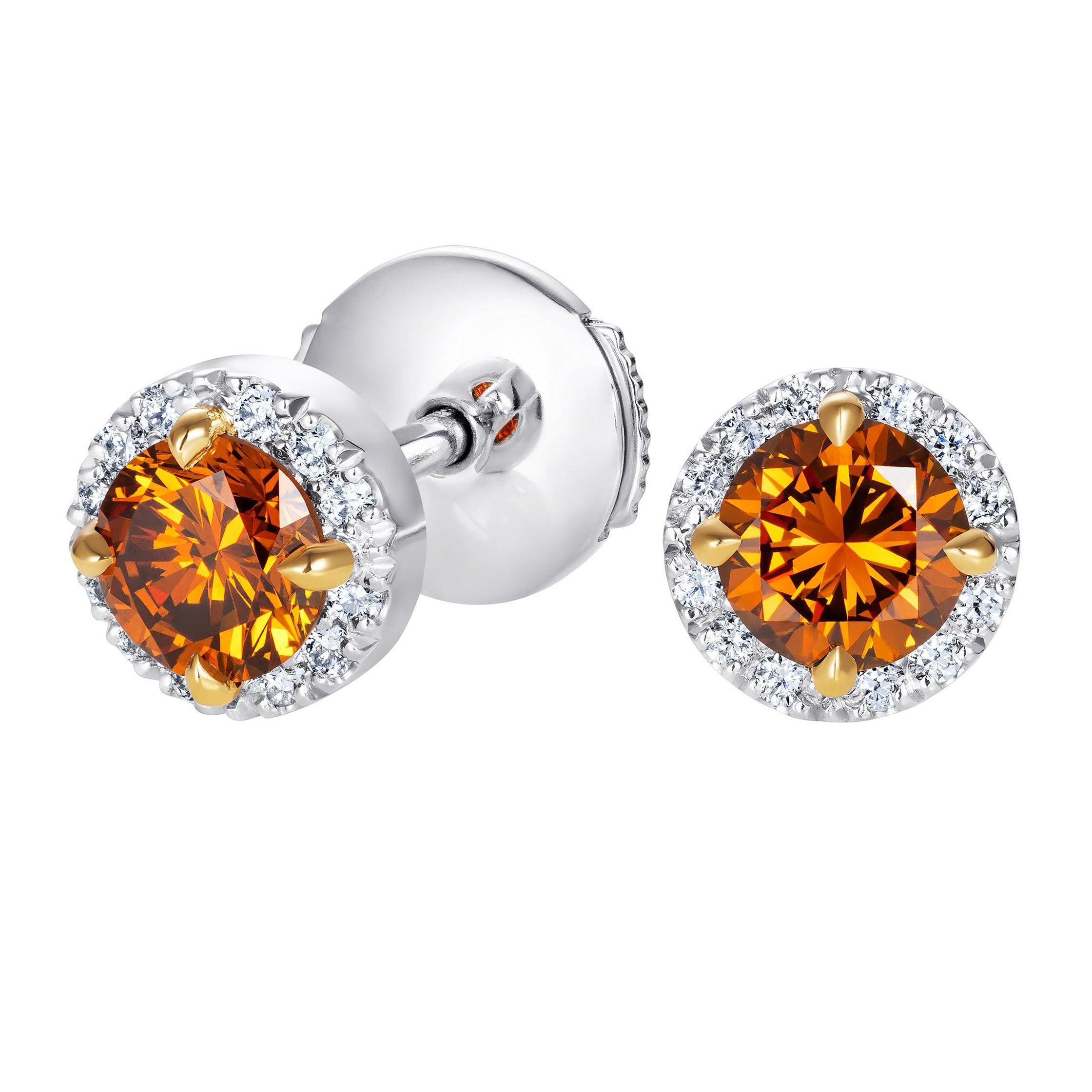 Hirsh Regal Orange Diamond Earrings For Sale