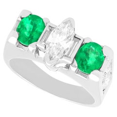 Vintage 1.60ct Emerald 2.63 Diamond Platinum Dress Ring