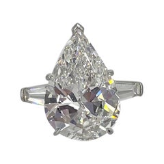 Used J. Birnbach 10.03 ct GIA FVS1 Pear Shaped Diamond Ring with Tapered Baguettes