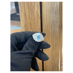 Bague en or 14 carats avec aigue-marine de 0,75 carat et diamants de 3,0 carats