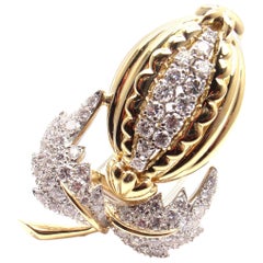 Tiffany & Co. Schlumberger Diamond Gold Platinum Acorn Pin Brooch