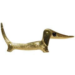 Vintage Cellino Onyx Gold Thick Textured Stylized Dachshund Dog Pin