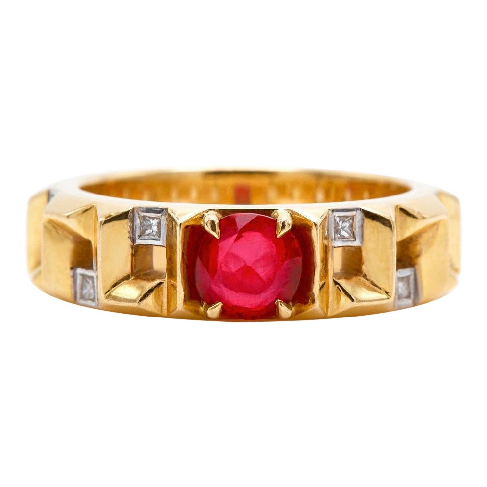 AGL Certified 1.30 Carat No Heat Burmese Ruby Ring For Sale