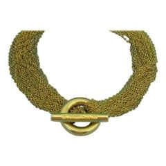 TIFFANY & Co. 18K Gold Multi Strand Mesh Circle Toggle Bracelet