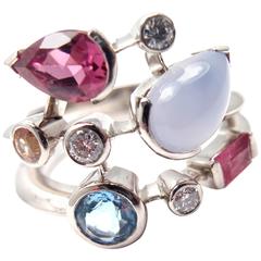 Cartier Meli Melo Chalcedony Tourmaline Garnet Diamond Platinum Ring 11