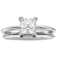 Tiffany & Co. Princess Cut Diamond and Platinum Solitaire Wedding Set 