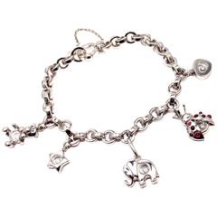 Chopard Happy Diamond Elephant Ruby Ladybug Bear Heart White Gold Charm Bracelet 11